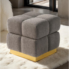 Contemporary Style Square Storage Stool Biscuit Tufting Storage Compartment Charcoal Finish Primary Living Room