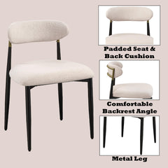 Aphrodite Beige Fabric & Black Finish Side Chair (Set of 2)