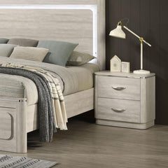 Contemporary Style 1pc Nightstand English Dovetail Drawers Stainless Steel Finger Pull Curved Edges Duty Gray Finish Bedroom Furniture
