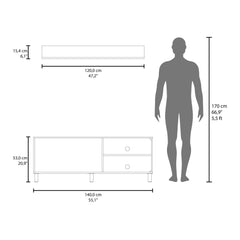 Hercules Tv Stand Two Doors, Open Shelves And Spacious Top Surface, Modern Entertainment Unit, White