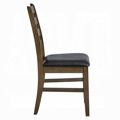 Fable Finish Solid Rubber Wood Dining Side Chairs Set of 2pc Brown Synthetic Leather Upholstery Kitchen Furniture