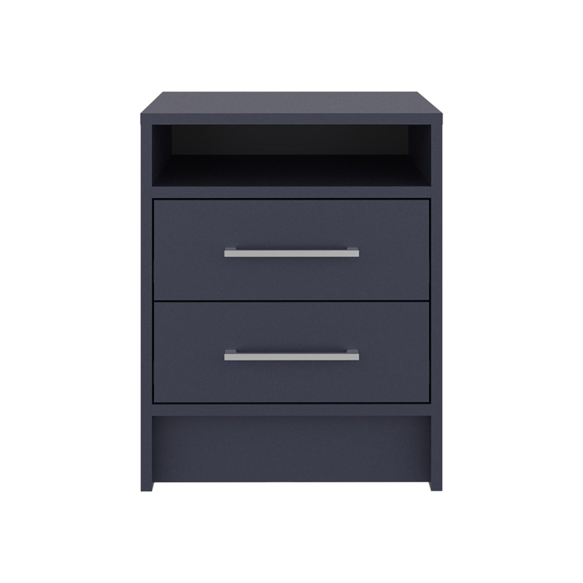 Hephaestus Nightstand Minimalist Modern Style, Superior Top Shelf, One Open Storage Shelf And Two Drawers, Light Oak, Blue