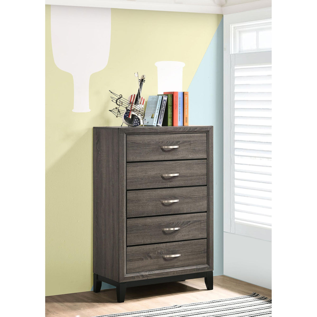 Artemis Grey Oak 5-Drawer Chest