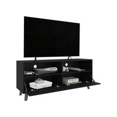 Supernova Tv Stand With 2 Doors And Open Storage Shelves, Modern Entertainment Center, Black