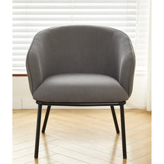 Modern Corduroy Accent Chair, Upholstered Armchair with Metal Legs, Mid-Century Barrel Chair for Living Room Bedroom, Easy Assembly
