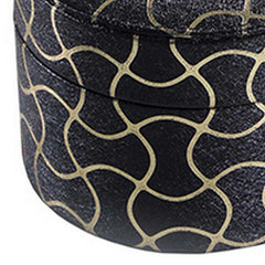 Odysseus Jewelry Case with 2 Semicircle Slots and Wavy Pattern, Black