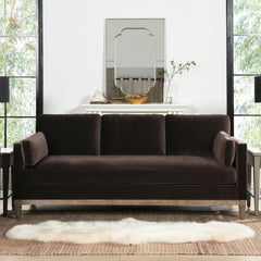 Revelation 84" Modern Farmhouse Sofa, Deep Brown Performance Velvet