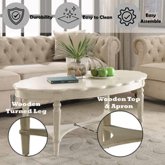 Hector French Antique White Finish Coffee Table