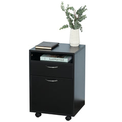 Mobile Storage Cabinet Organizer with Drawer and Cabinet, Printer Stand with Castors, Black