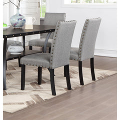 Iphigenia Fabric Modern Set of 2 Dining Chairs Plush Cushion Side Chairs Nailheads Trim Wooden Chair Kitchen Dining Room