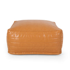 Poem Faux Leather Rectangle Pouf, Caramel