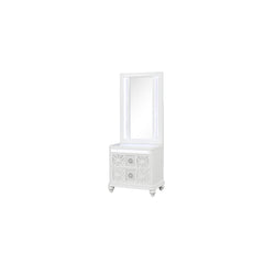 Hades Modern Style Nightstand With Mirror Top made with wood frame and LED in White (Includes Mirror and Nightstand)