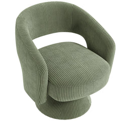 Swivel Barrel Accent Chair, Modern Upholstered Living Room Chair with Thick Padding for Reading, Green