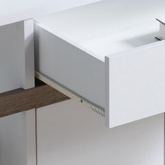 Pluto Kitchen Buffet Organizing Cabinet with 4 Shelves, White & Dark Taupe