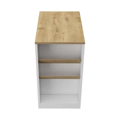 Ode Wine Storage Pedestal Kitchen Island White and Macadamia