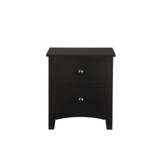 Black Finish Nightstand 2-Drawers Pine Veneer MDF Wooden 1pc Modern Nightstand