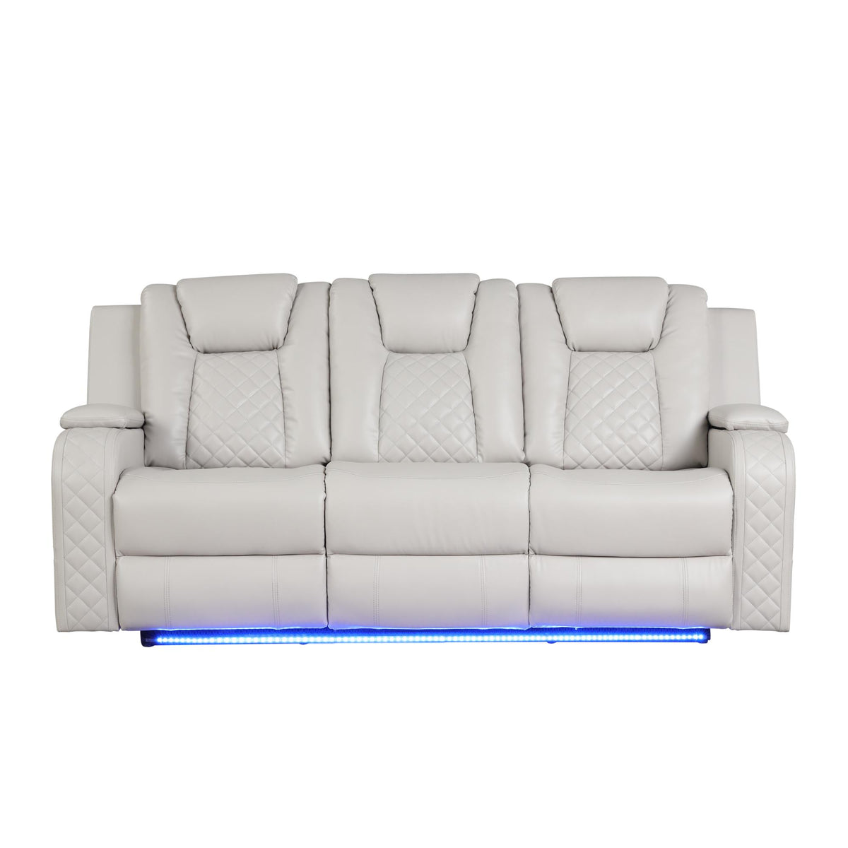 WALTZ LED & Power Reclining Sofa Made With Faux Leather in Ice