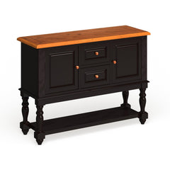 Black And Antique Oak Country Style 1pc Server Solid wood Turned Leg Design Dining Room Furniture