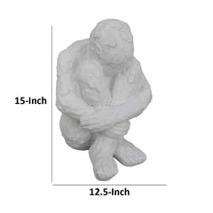 Arcadia Abstract Contemplative Man Figurine, White Resin Art 15 Inch