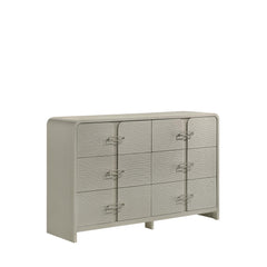 Lyric Modern 6-Drawer Dresser with Textured Front, Metal handles and Ball Bearing Glide System in Beige (Includes Only Dresser)