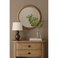 English Knotty Oak Inspired Round Mirror