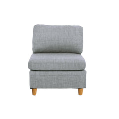 Living Room Furniture Armless Chair Light Grey Dorris Fabric 1pc Cushion Armless Chair Wooden Legs