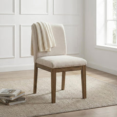 Transitional Brown Gray Upholstered Side Chairs Set of 2 Modern Farmhouse Dining Room Furniture