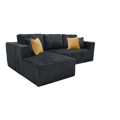 Full Compressed Corduroy Upholstered Sectional - No Assembly Needed