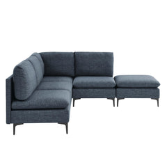 Linen Upholstered Modular Sectional with Metal Legs