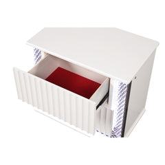 Nova Contemporary Style 2-Drawer Nightstand Made with Diamond-Patterned Side Accents with LED Lighting and Wood in White Finish