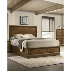 Strong Look Transitional Style 1pc Queen Size Bed Walnut Wooden Panel Bedframe High HB Bedroom Furniture