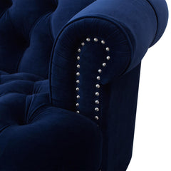 Harmony Rosa Victorian Tufted Upholstered Accent Chair, Navy Blue Velvet