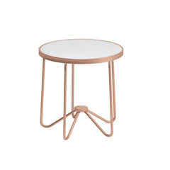 Aurora Gold Finish End Table Round Frosted Glass Top Modern Living Room Furniture 1pc Classy Side Table