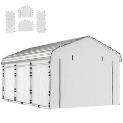 Carport Replacement Sidewall Panel for 12' x 20' Carports, UPF50+ Waterproof Replacement Side Wall Cover, White