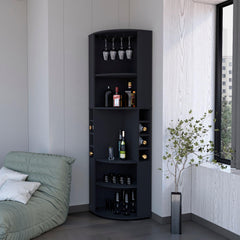 Wenge 5 Large Shelves Corner Bar Cabinet