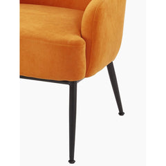 Red Orange Velvet Accent Chair, Modern Upholstered Armchair with Metal Legs, Comfy Side Chair for Living Room Bedroom