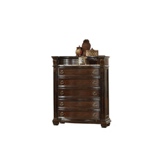 Traditional Style 5-Drawer Chest With Metal Handle Pulls Made with Wood in Dark Walnut