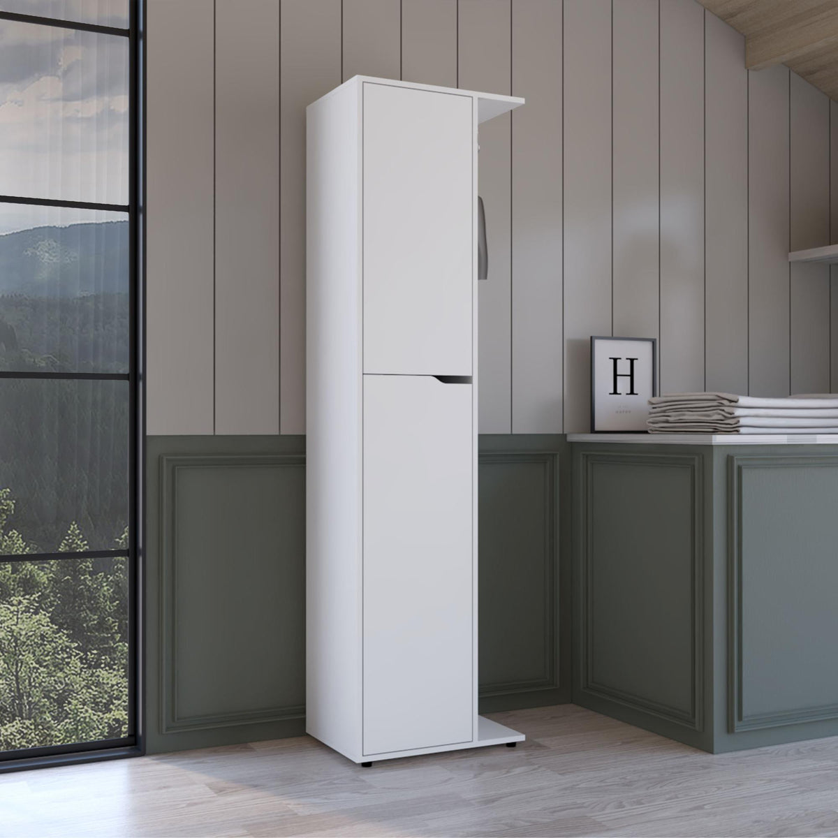Aria Storage Broom Closet White