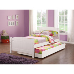 Twin Size Bed w/ Trundle Slats White Pine Plywood Kids Youth Bedroom Furniture