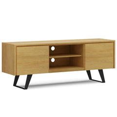 Athena 63 inch Wide Solid Wood TV Stand in Oak For TVs up to 70 inches