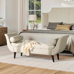 Melody Tufted Flared Arm Entryway Bench Taupe Polyester
