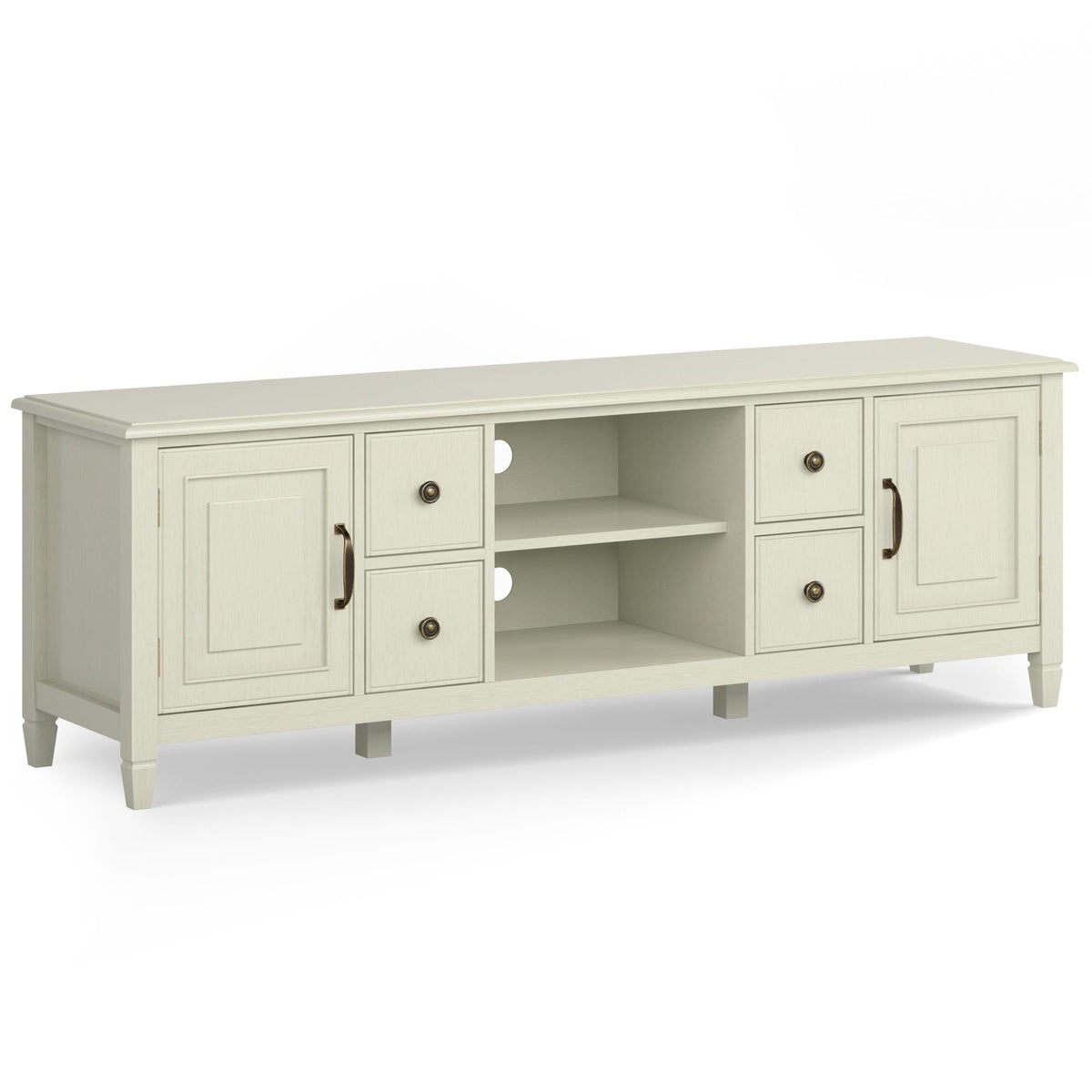 Celestia 72 inch Wide Solid Wood TV Stand in Antique White For TVs up to 80 inches