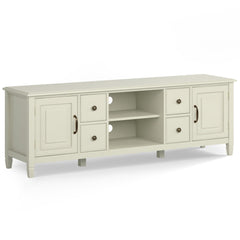 Celestia 72 inch Wide Solid Wood TV Stand in Antique White For TVs up to 80 inches