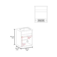 Apex Wide Floating Bathroom Vanity, Resin Sink Compact Wall-Mounted Design With One Door Cabinet, White
