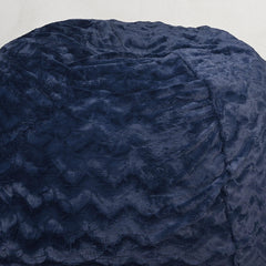 Faux Fur Bean Bag Chair, Navy-4ft Cozy and Stretchable Fabric Lounger for Children and Adults with Easy-Clean Cover, Comfortable Faux Fur Seating for Bedrooms, Filled with Shredded and Memory Foam.