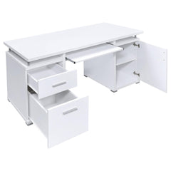 Epimetheus White Computer Desk with 2 Drawers and Cabinet
