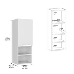 Display Cabinet Hazelton, Open and Interior Shelves, White Finish