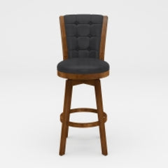 Eternity Set of 2 Swivel Counter Stool Chairs, Brown, Black Faux Leather