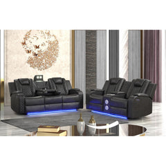 Waltz LED & Power Recliner 2 PC Made With Faux Leather in Gray