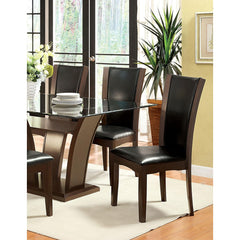 Elysium Comfort Contemporary 2pcs Side Chairs Dark Cherry Brown Leatherette Cushion Seat Kitchen Dining Room Furniture